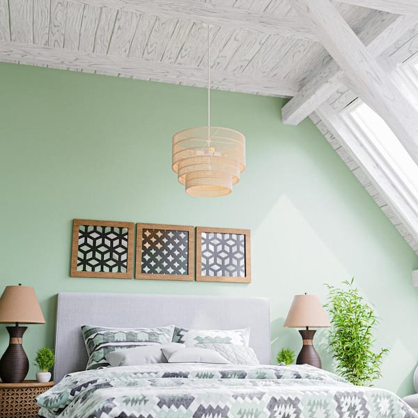 Sessions 5-Light Brown Tiered Rattan Pendant