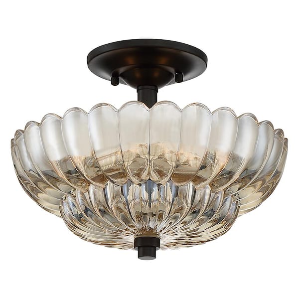 Whitecap 3-Light Mottled Cocoa Semi-Flush Mount