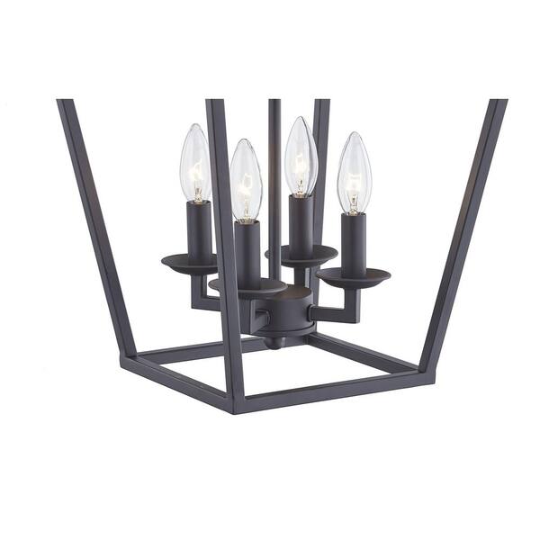 4 -Light Matte Black Lantern Chandelier
