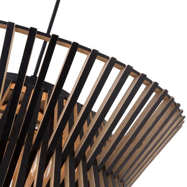 Highler 3-Light Black Wood Basket Chandelier