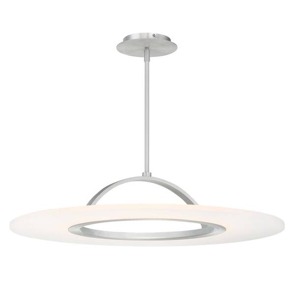 Elektron 28 in. 1-Light Brushed Aluminum LED Semi-Flush Mount