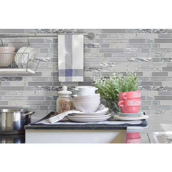 Whistler Ice Interlocking 12 in. x 12 in. Textured Glass Mesh-Mounted Mosaic Tile (0.97 sq. ft./Each)
