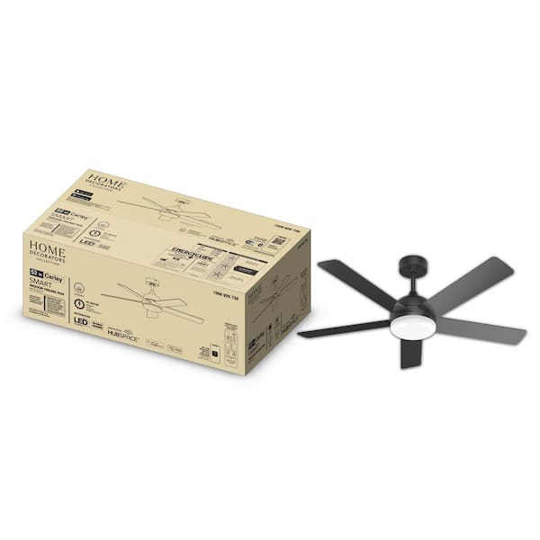Carley 52 in. Integrated LED Indoor Matte Black Smart Ceiling Fan with Remote Control and CCT Powered by Hubspace