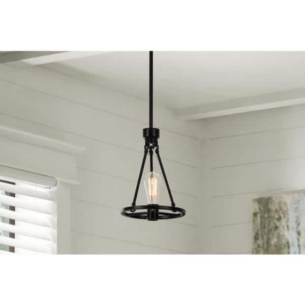 Stratton 1-Light Black Mini Pendant with No Shade