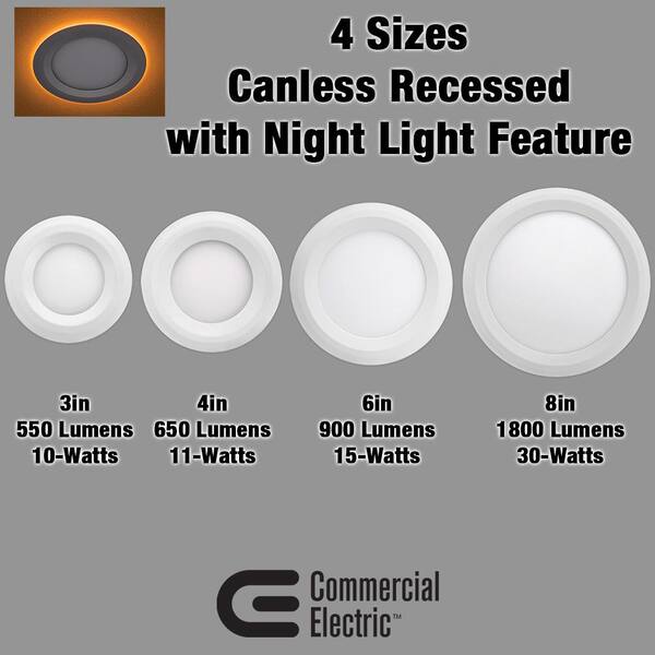 6 in. Canless Adjustable CCT Integrated LED Recessed Light Trim Night Light 900lms New Construction Remodel (8-Pack)