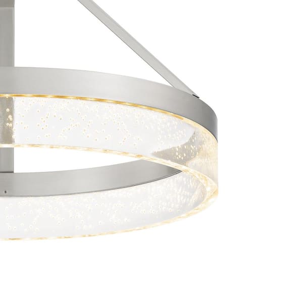 15.75 in. Brushed Nickel Integrated LED Semi-Flush Mount with Bubble Shade