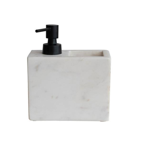 Modern Marble Soap Dispenser with Pump and Toothbrush Holder in White and Black