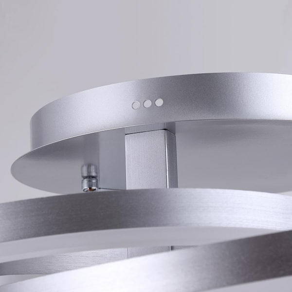 Carson 3-Light 11.6 in. Silver Simple Geometric LED Semi Flush Mount