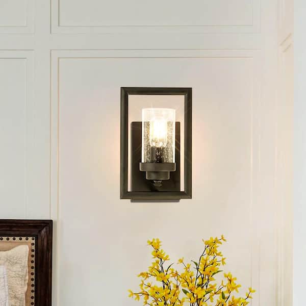 Houston 1-Light Antique Black Dimmable Candle Wall Light (Set of 2)