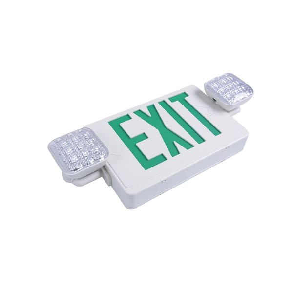 Combo 14-Watt Equivalent Integrated LED White Exit Sign and Emergency Light with Ni-Cad 9.6-Volt Battery