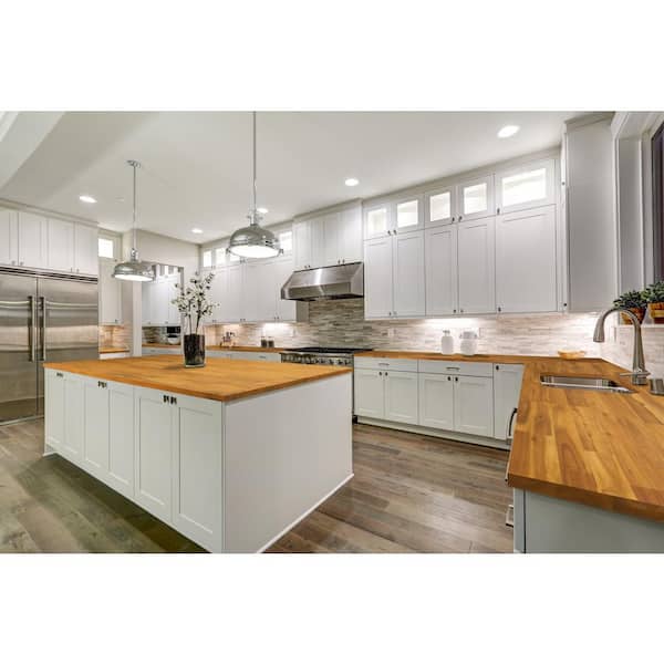 6.2 ft. L x 40 in. D, Acacia Butcher Block Island Countertop in Golden Teak with Square Edge