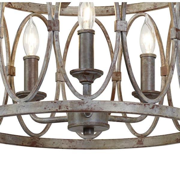 Patrice 14 in. 3-Light Deep Abyss Semi-Flush Mount with Open Oval Cage Shade