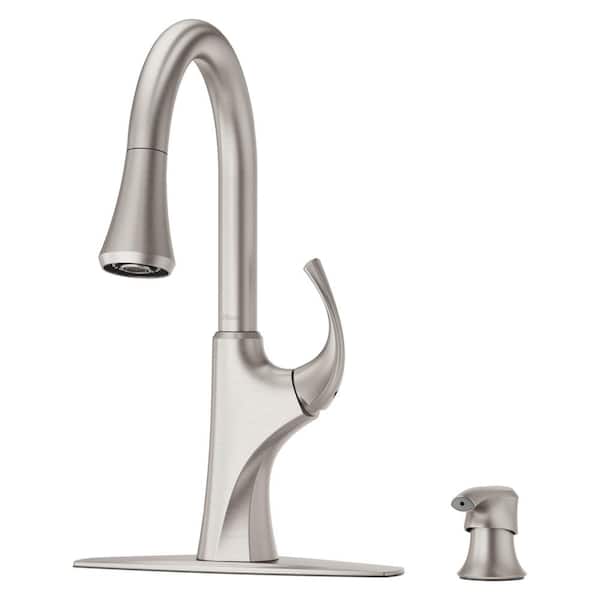 Miri Single-Handle Pull-Down Sprayer Kitchen Faucet with Soap Dispenser in Spot Defense Stainless Steel