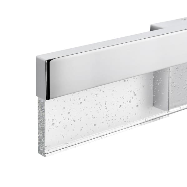 Havelock 22.7 in. 1-Light Chrome Integrated LED Bathroom Vanity Light Bar with Clear Seedy Glass