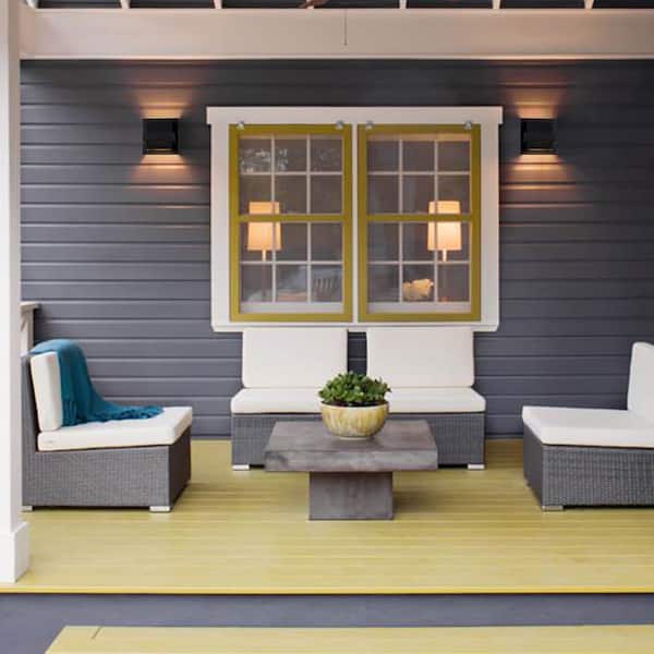 2-Light Matte Black Aluminum LED Wall Lantern Sconce