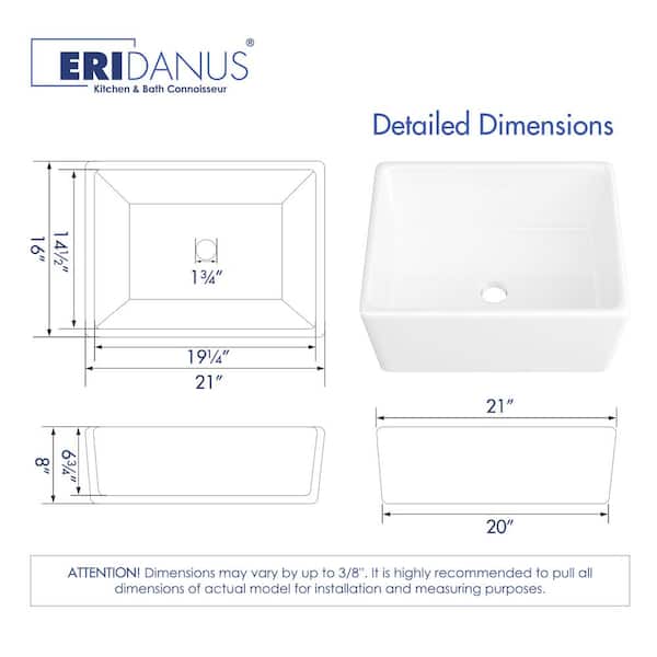 Denbigh Crisp White Ceramic 21 in. Single Bowl Farmhouse Apron Kitchen Sink with Bottom Grid and Pop-up Drain
