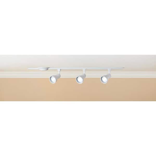 4 ft. White Hard Wired Linear Track Lighting Kit with R20/PAR20 Medium Step Head Track Lighting Heads