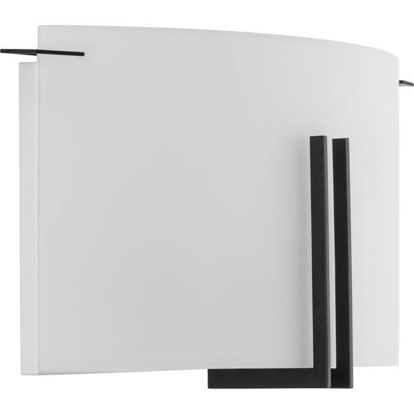 Modern Glass Sconce 12 in. 2-Light Matte Black Wall Sconce with Etched Glass Shade