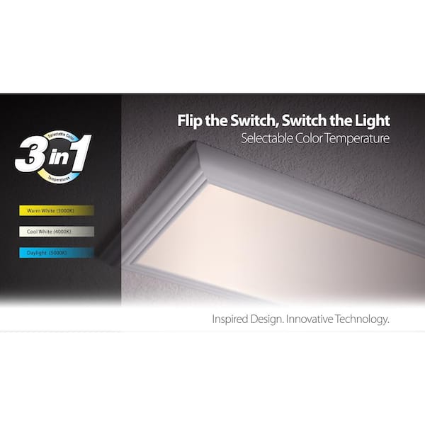 1 ft. x 4 ft. 50W Dimmable White Integrated LED Edge-Lit Deco Flat Panel Flush Mount Ceiling Light with CCT