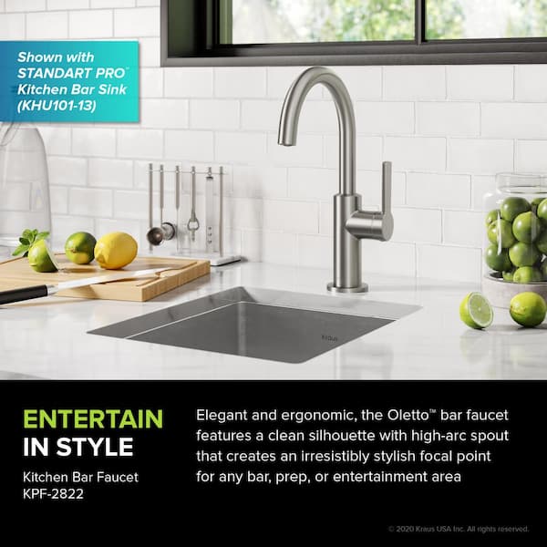 Oletto Single-Handle Kitchen Bar Faucet in Spot Free Stainless Steel
