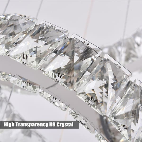 Modern LED 3-Light Chrome Crystal Chandelier Dimmable