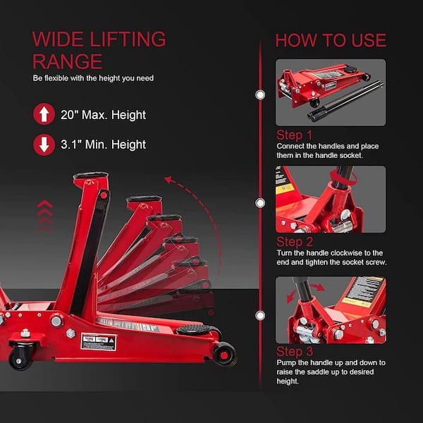 3-Ton Low-Profile Floor Jack with Dual Piston Speedy Lift