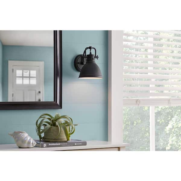 Coalville 1-Light Matte Black Indoor Farmhouse Wall Sconce Light Fixture with Metal Shade