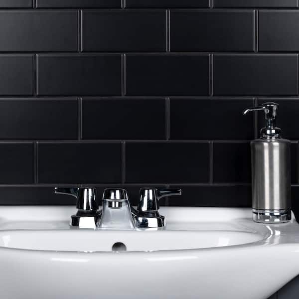 Crown Heights Matte Black 3 in. x 6 in. Ceramic Wall Tile (5.72 sq. ft./Case)