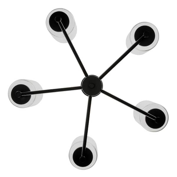5-Light Black Chandelier Light Fixture with Clear Glass Shades