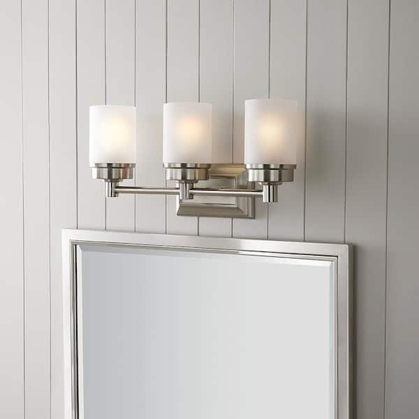 Cade 20.25 in. 3-Light Brushed Nickel Bathroom Vanity Light Fixture with Frosted Glass Shades