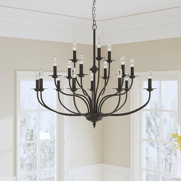 Boise 18 -Light Candle Style Traditional Chandelier with Wrought Iron Accents