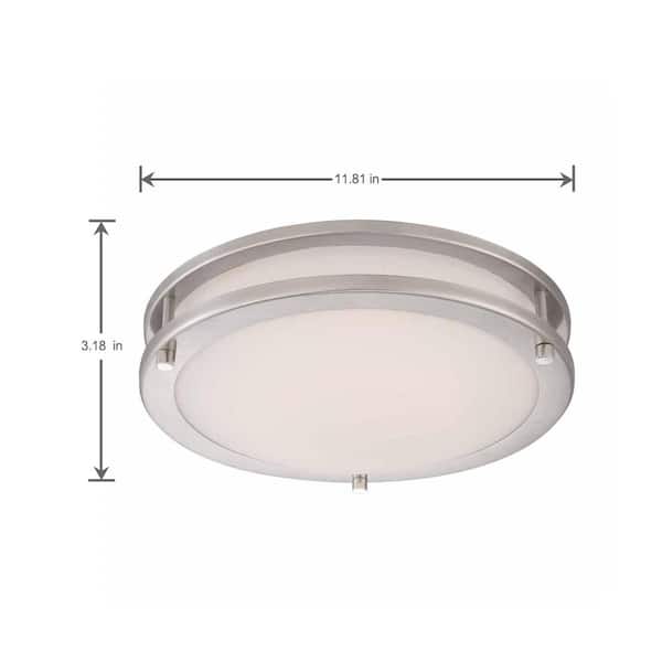 Flaxmere 12 in. Brushed Nickel Dimmable LED Integrated Flush Mount with Frosted White Glass Shade