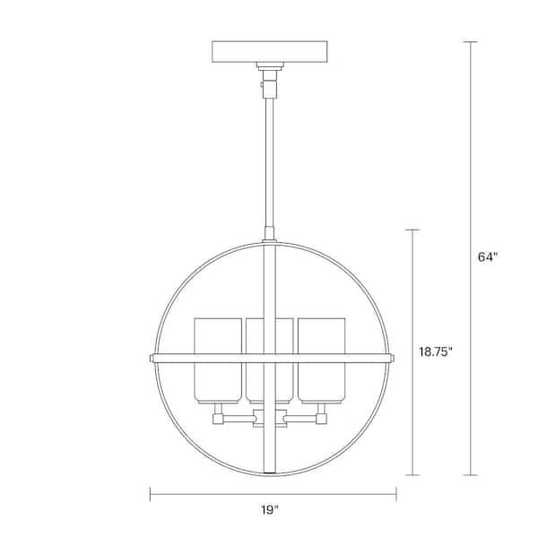 Alturas 3-Light Satin Brass Modern Dining Room Hanging Globe Chandelier with Clear Seeded Glass Shades