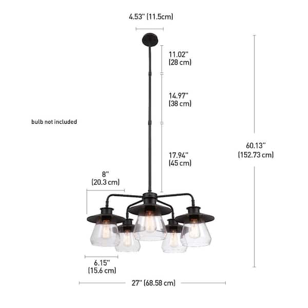 Nate 5-Light Oil Rubbed Bronze Chandelier with Clear Glass Shades