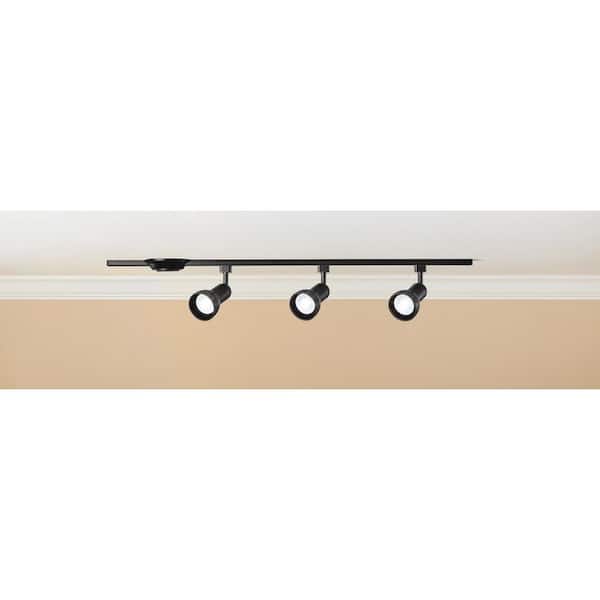 4 ft. 3-Light Black Linear Track Lighting Kit with R20/PAR20 Medium Step Heads