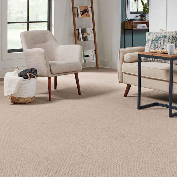 Game Face  - Bone - Beige 31 oz. Triexta Texture Installed Carpet