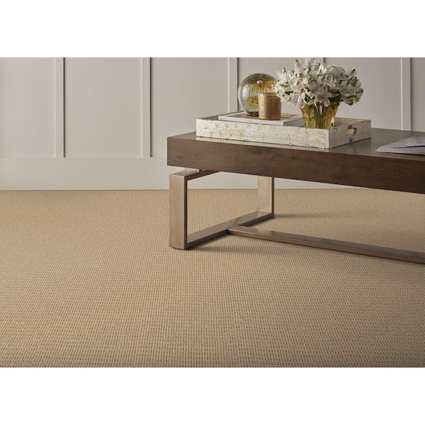Terrain - Hazelnut - Beige 13.2 ft. 34 oz. Wool Loop Installed Carpet
