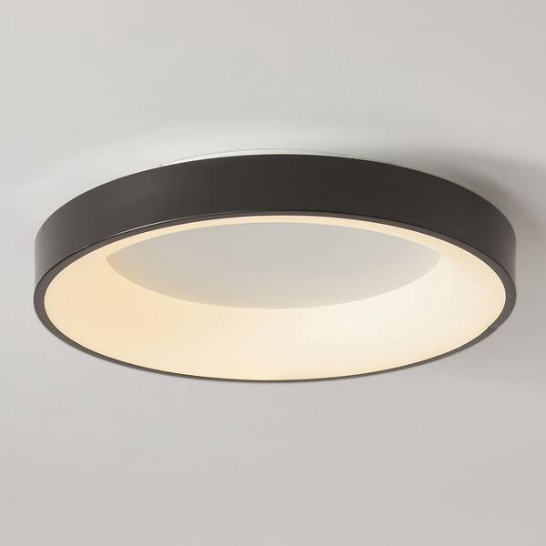 19.68 in. 1-Light Black Creative Design Simple Circle 27-Watt Integrated LED Flush Mount Light Ceiling