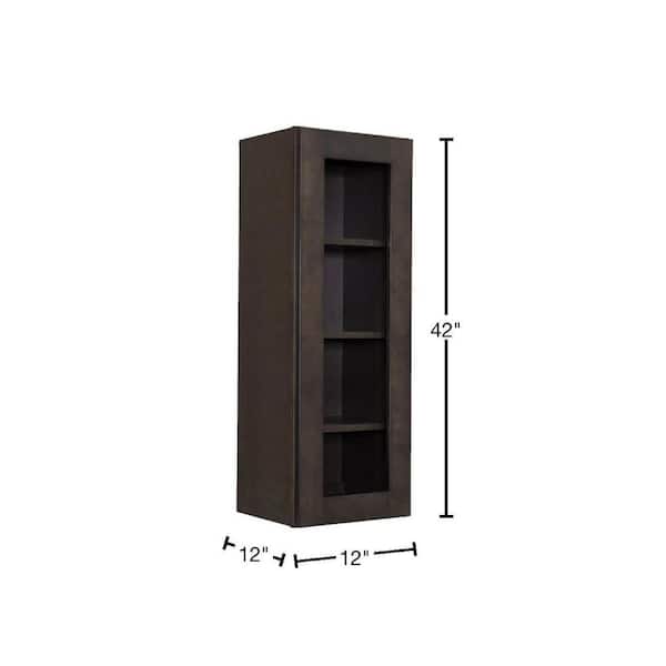 Lancaster Shaker Assembled 12 in. x 42 in. x 12 in. Wall Mullion Door Cabinet with 1 Door 3 Shelves in Vintage Charcoal