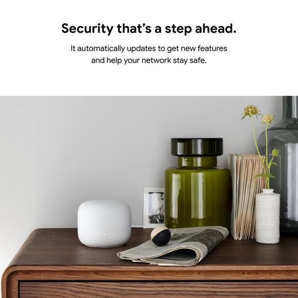 Nest Wifi - Mesh Router AC2200 and 1 Point with Google Assistant - 2 Pack - Snow