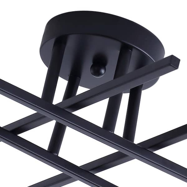 Industrial 33 in. 6-Light Black Linear Semi-Flush Mount Light Sputnik Ceiling Light