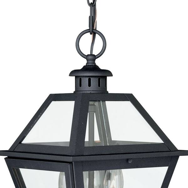 Nottingham 3-Light Black Outdoor Lantern Pendant Clear Glass