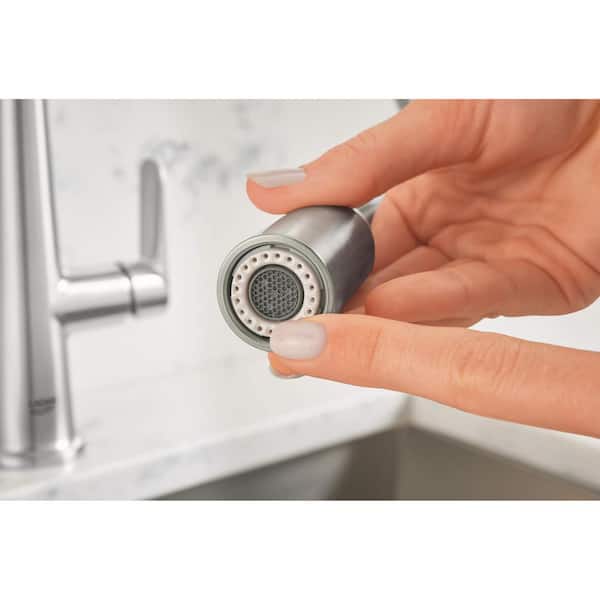 Veletto Single-Handle Pull-Down Dual Sprayer Kitchen Faucet with Soap Dispenser in SuperSteel InfinityFinish