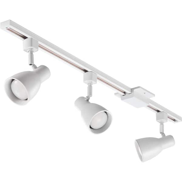 4 ft. 3-Lights Matte White Linear Track Lighting Kit