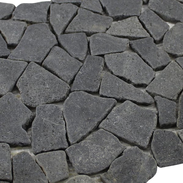 12 in. x 12 in. Black Stone Mosaic Pebble Floor and Wall Tile (5.0 sq. ft. / case)