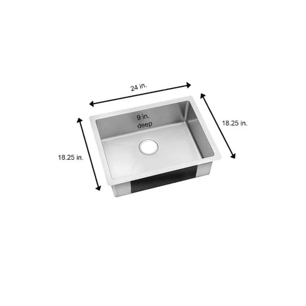 Crosstown 24 in. Undermount Single Bowl 18 Gauge Stainless Steel Kitchen Sink Only
