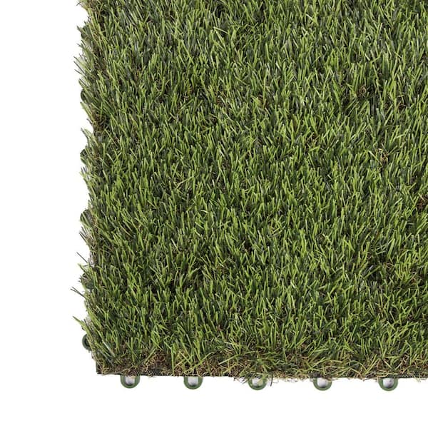1 ft. x 1 ft. Green Artificial Grass Tile (9-Pack/Box)