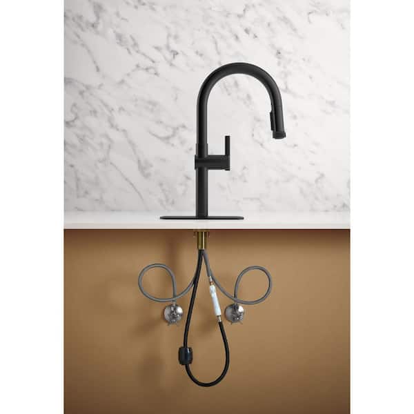 Rune Single-Handle Pull-Down Sprayer Kitchen Faucet in Matte Black