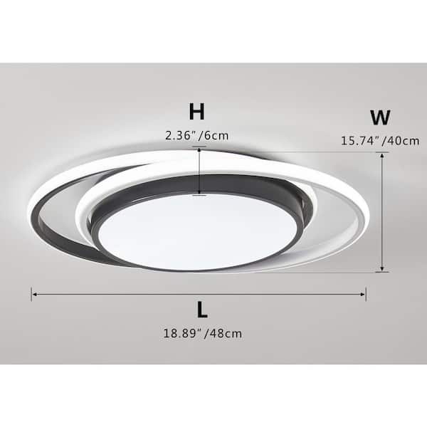 18.89 in. 3-Light Black Modern Smart Circle 42-Watt Integrated LED Flush Mount Ceiling Lighting