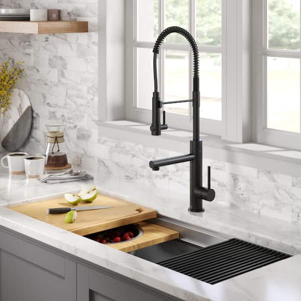 Artec Pro Single Handle Pull Down Sprayer Kitchen Faucet with Pot Filler in Matte Black